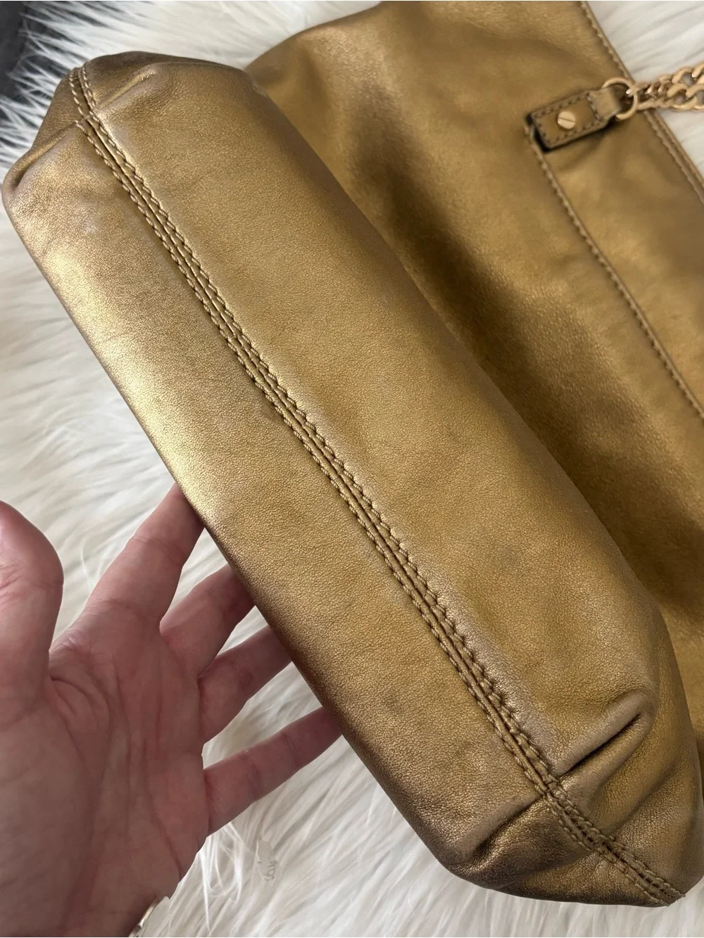 Michael Kors Dark Gold Metallic Tote Shoulder Bag - USED - for DIY?